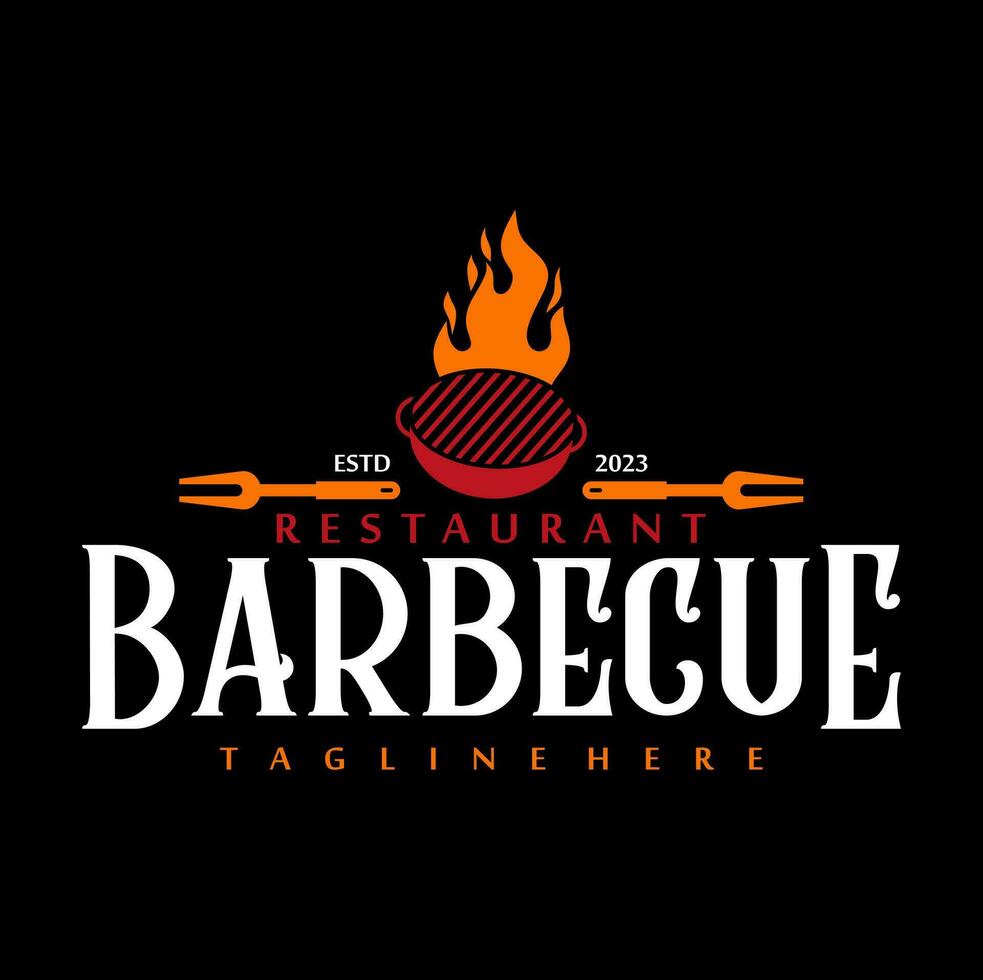 gril barbecue logo ancien. rétro grillé barbecue nourriture vecteur illustration