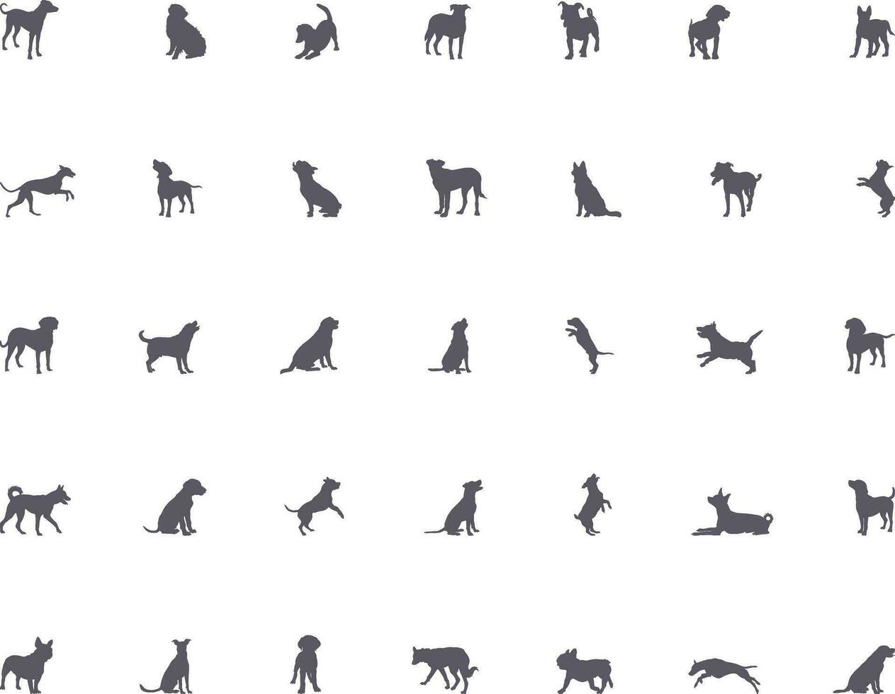 chien silhouette, chien silhouette collection, chien races silhouettes. vecteur