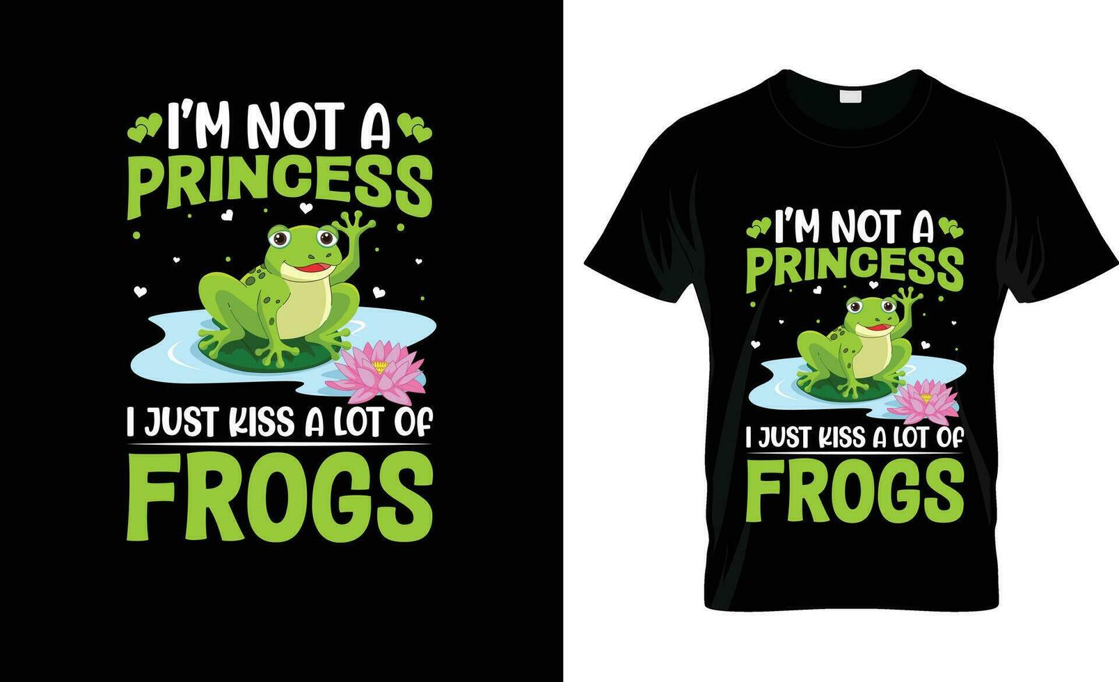 je suis ne pas une Princesse je juste baiser une lot de grenouilles coloré graphique tee-shirt, tee-shirt impression maquette vecteur