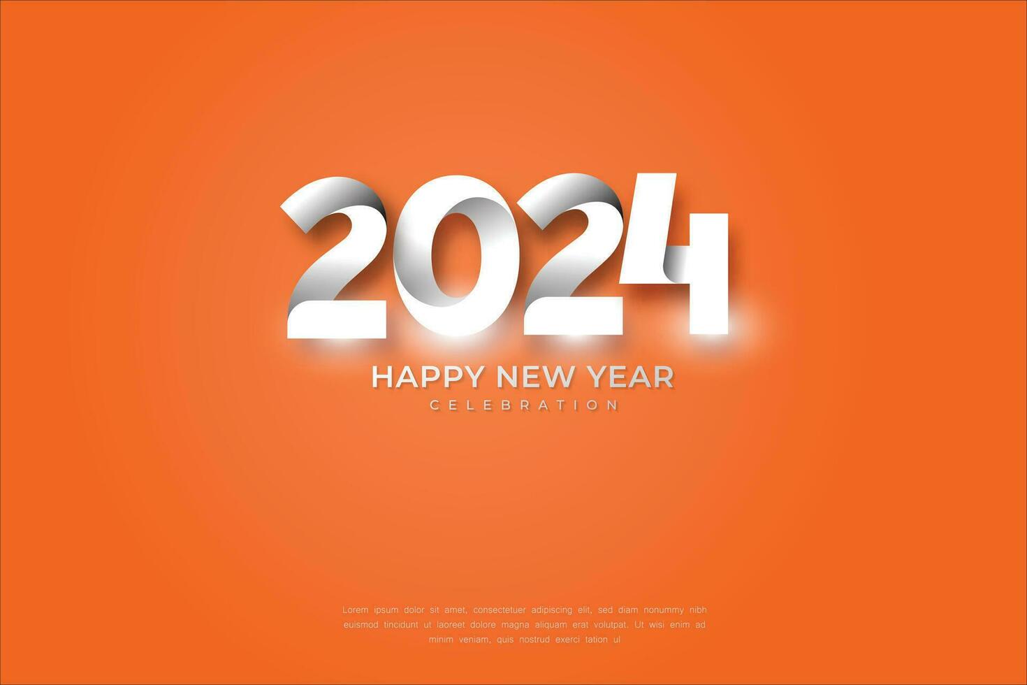 Facile et nettoyer conception content Nouveau année 2024. Orange Contexte pour bannières, affiches ou calendrier. vecteur