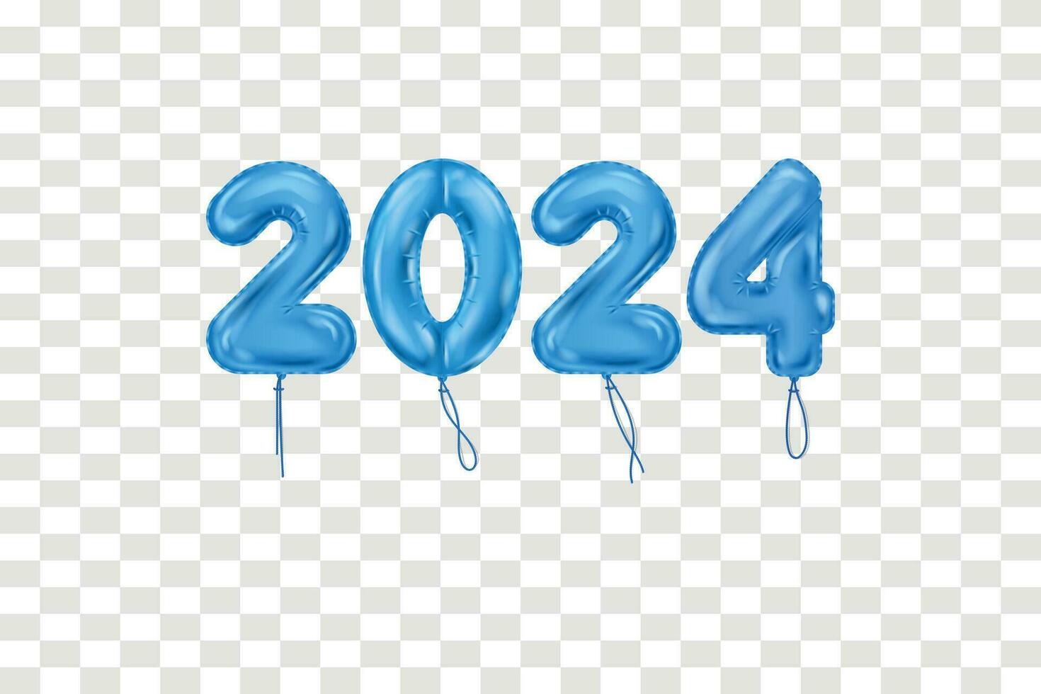 content Nouveau année 2024. bleu ballon de fête réaliste décoration. célébrer 2024 fête vecteur