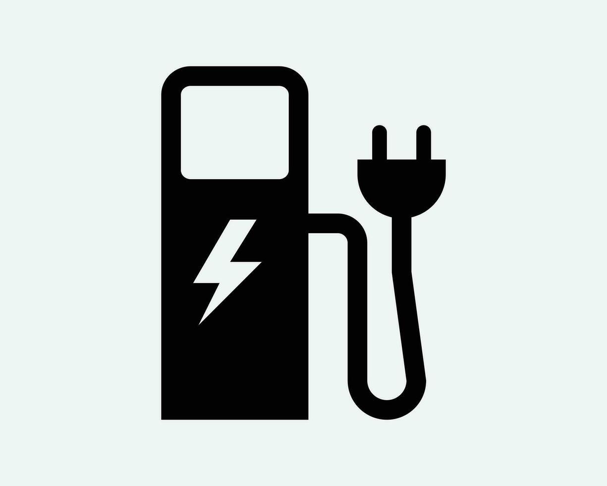 ev chargeur icône électrique véhicule électricité Puissance mise en charge station voiture renouvelable la fourniture noir blanc forme vecteur clipart illustration signe symbole