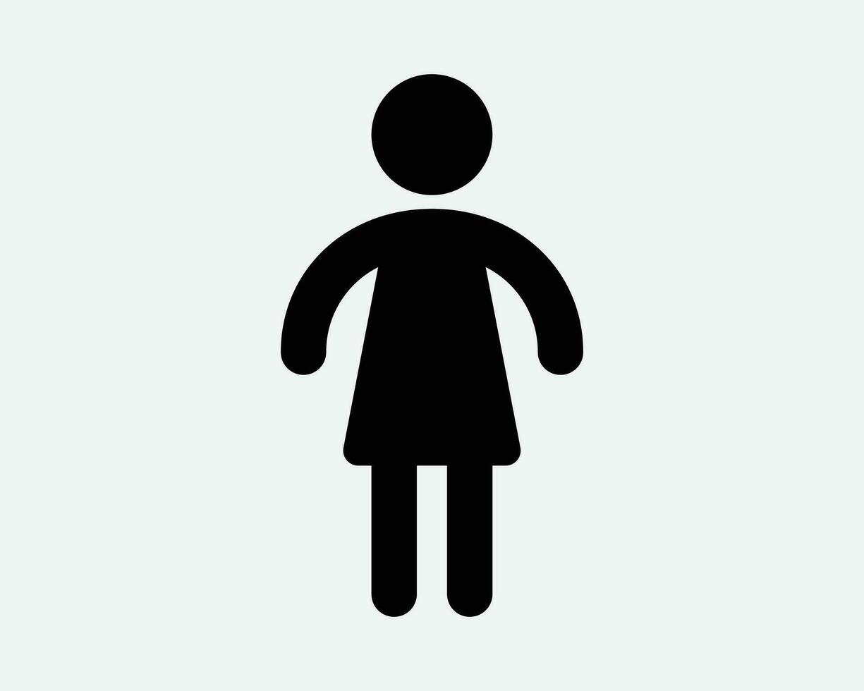 femelle bâton figure fille Dame femme supporter permanent pose salle de bains toilette salle de repos icône noir blanc contour forme vecteur clipart graphique signe symbole