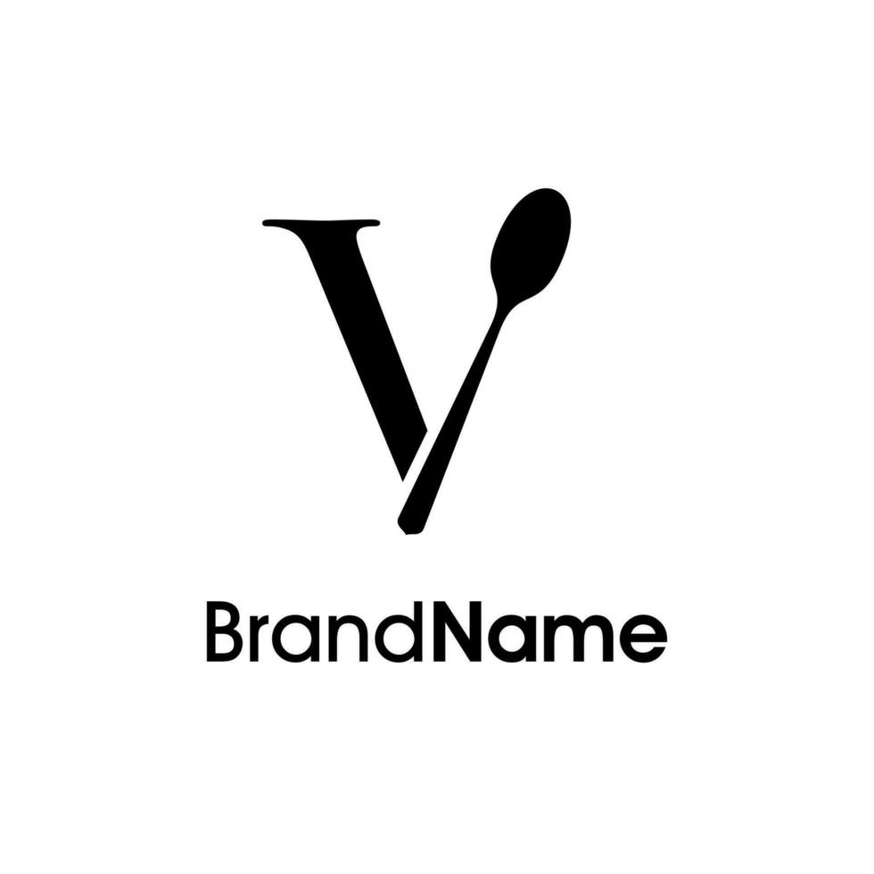 luxe initiale v cuillère logo vecteur