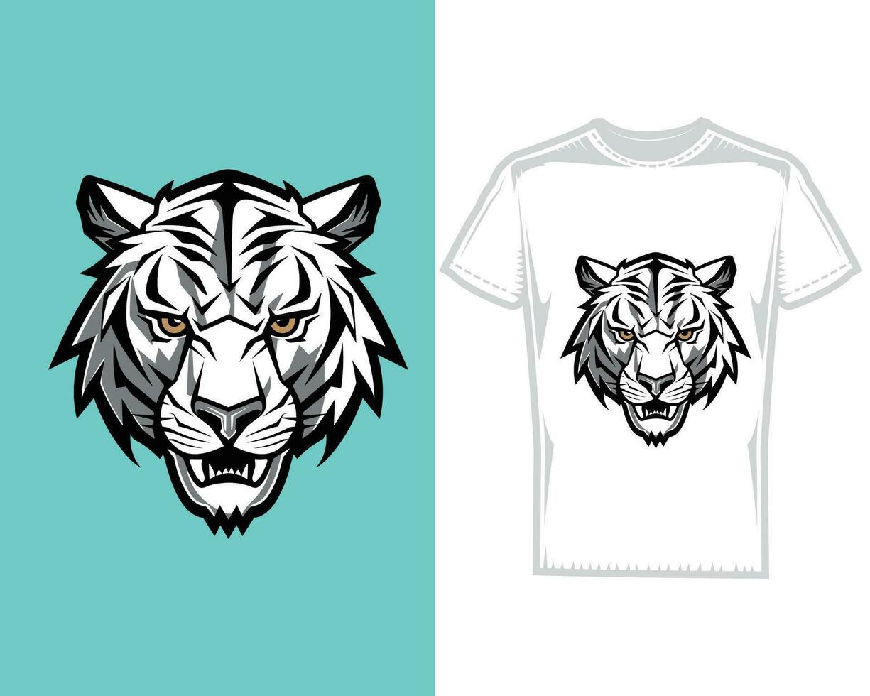 stylisé tigre diriger, une frappant conception sur blanc T-shirt vecteur