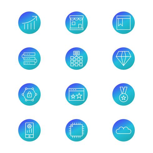 Ensemble d&#39;icônes d&#39;optimisation de moteur de recherche vecteur référencement