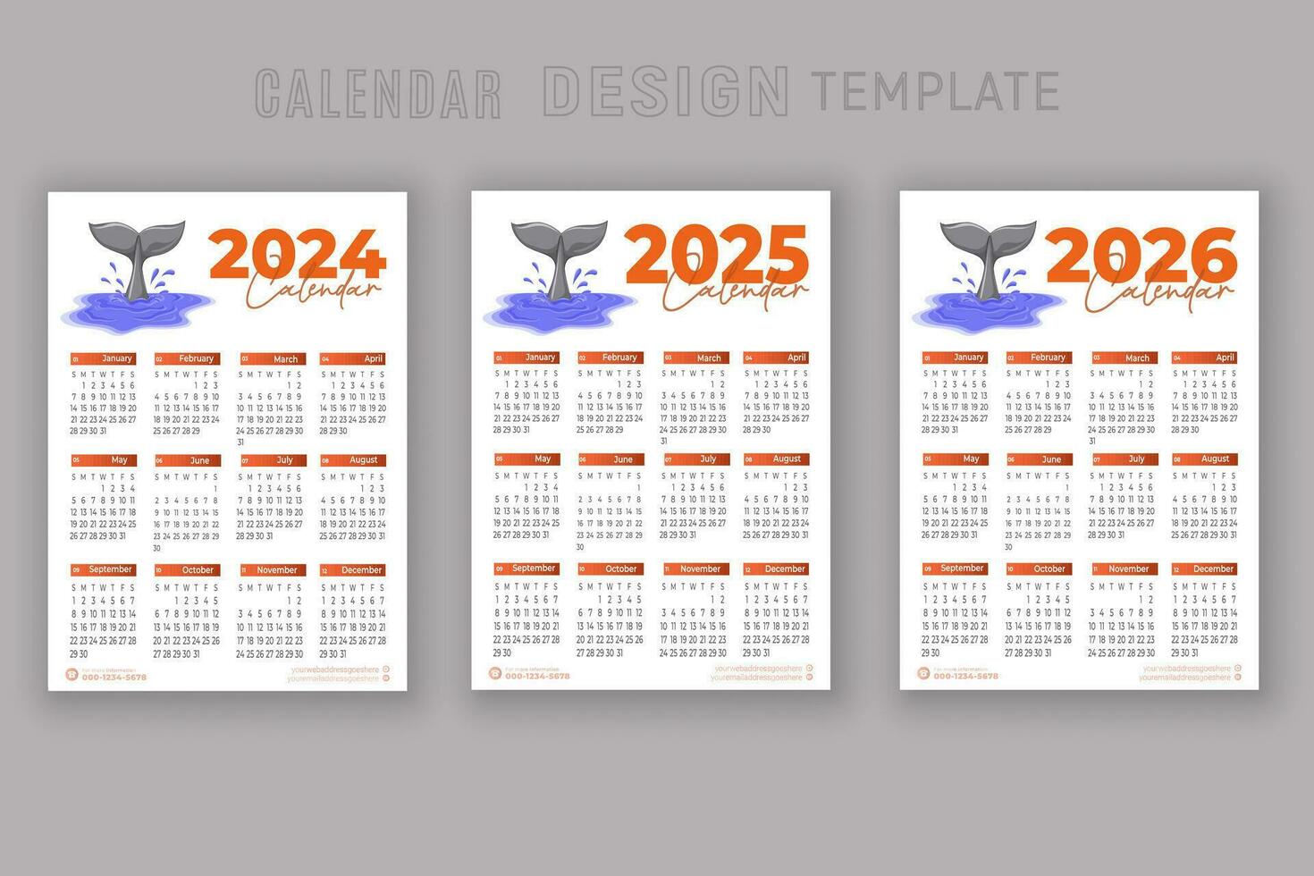 2024 à 2026 calendrier conception modèle pour content Nouveau année planificateur vecteur