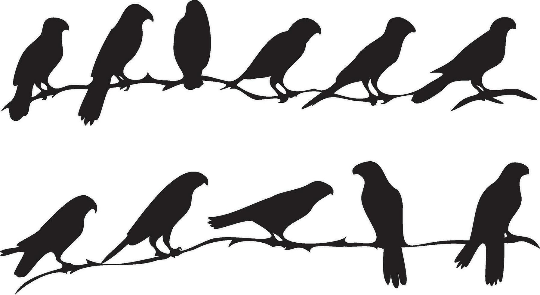 ensemble de des oiseaux groupe séance sur arbre vecteur