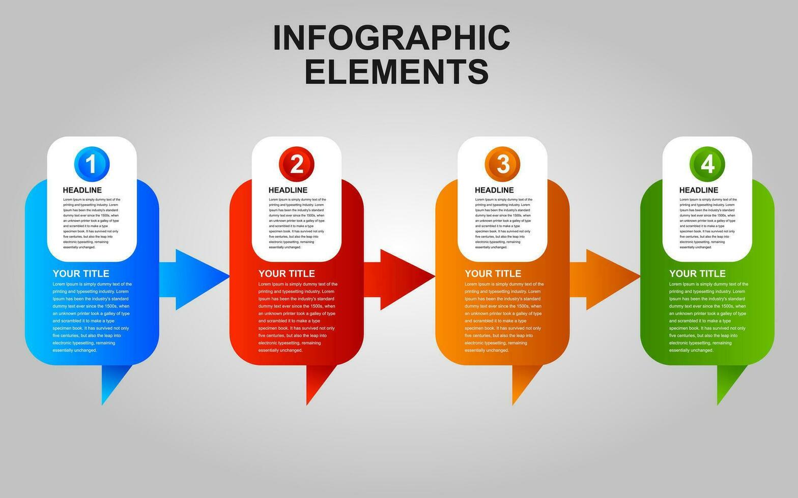 infographie modèle conception avec 4 pas. infographie conception pour présentations, bannières, infographies et affiches vecteur