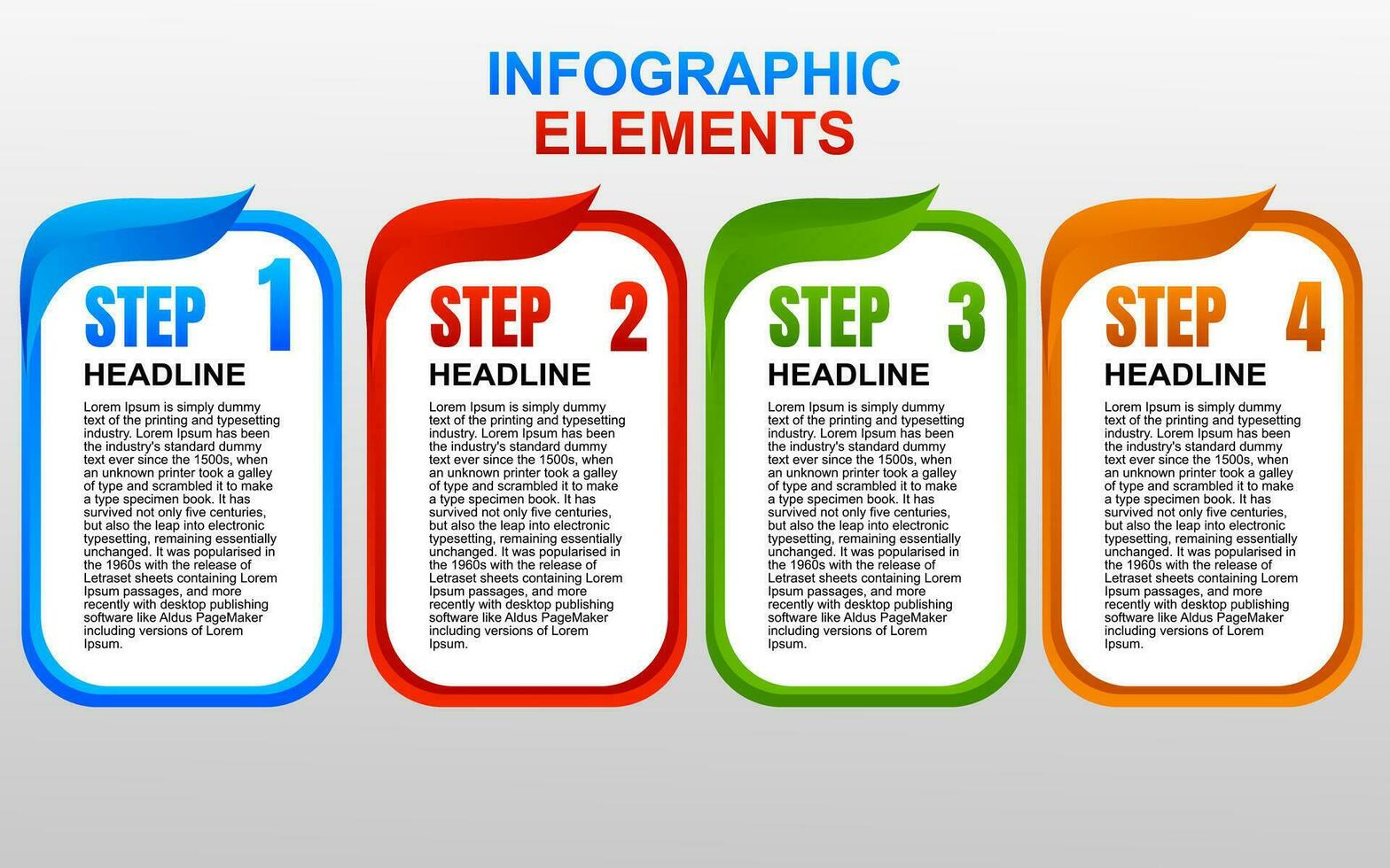 infographie modèle conception avec 4 pas. infographie conception pour présentations, bannières, infographies et affiches vecteur