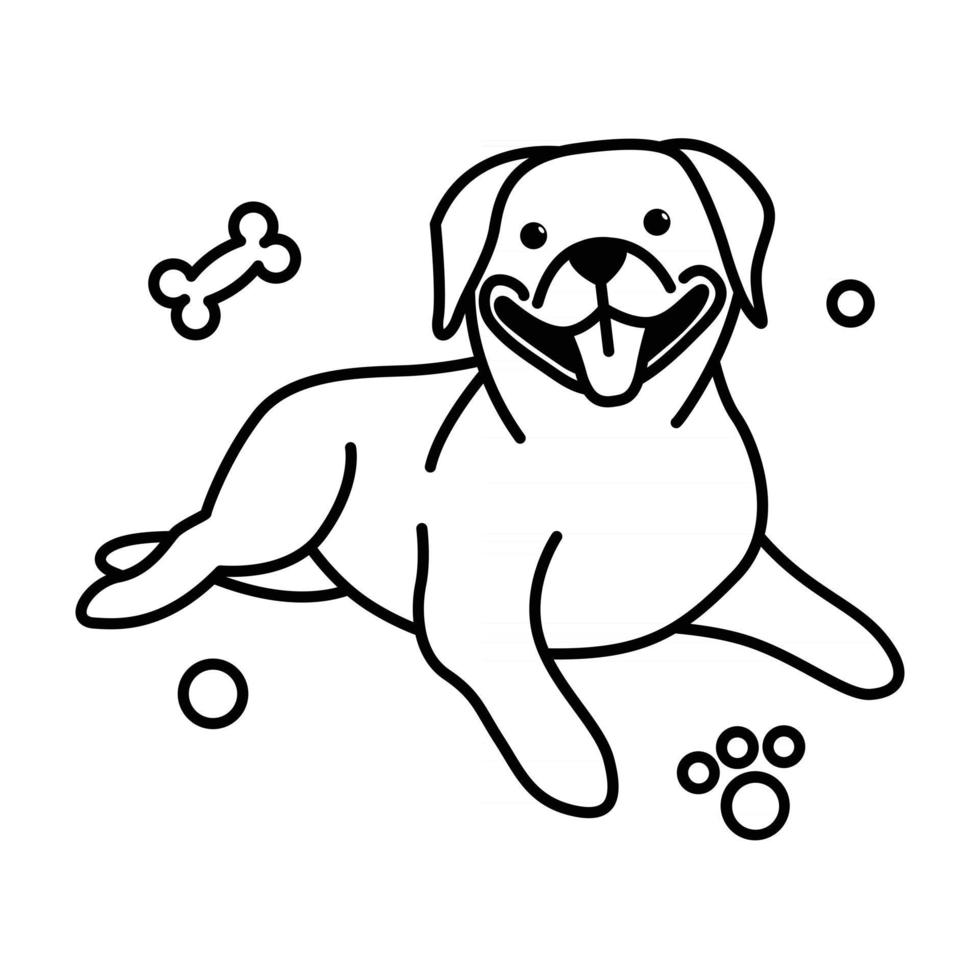 icône d'illustration vectorielle de dessin animé mignon d'un gros chien. c'est le style de contour. vecteur