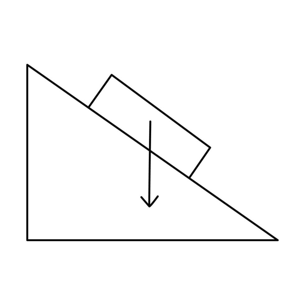 la gravité schème main tiré griffonnage vecteur illustration noir contour. retour à école thème élément. la physique science. bar sur un incliné avion