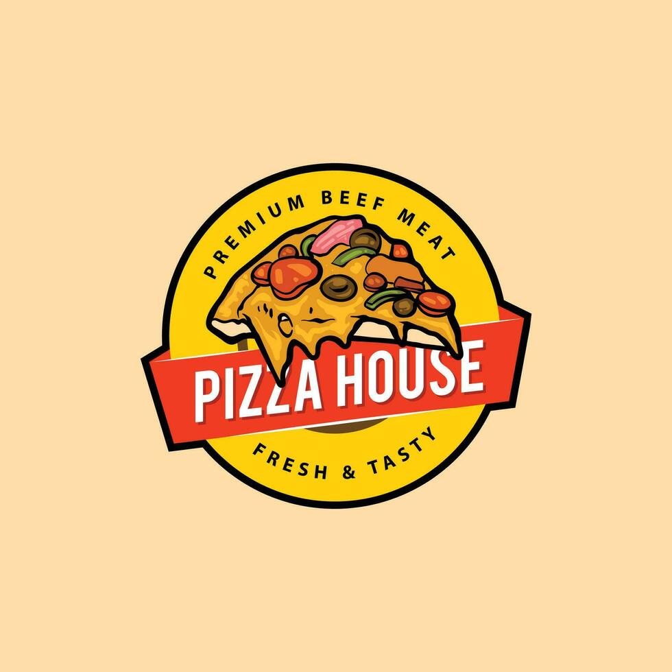 Pizza italien nourriture logo modèle vecteur