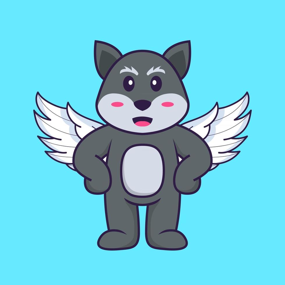 renard mignon utilisant des ailes. concept de dessin animé animal isolé. peut être utilisé pour un t-shirt, une carte de voeux, une carte d'invitation ou une mascotte. style cartoon plat vecteur