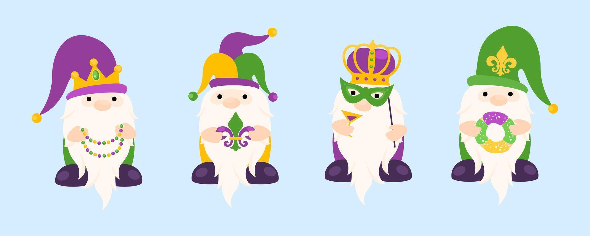 chapeau de dessin vectoriel festif mardi gras et couronne sur la tête