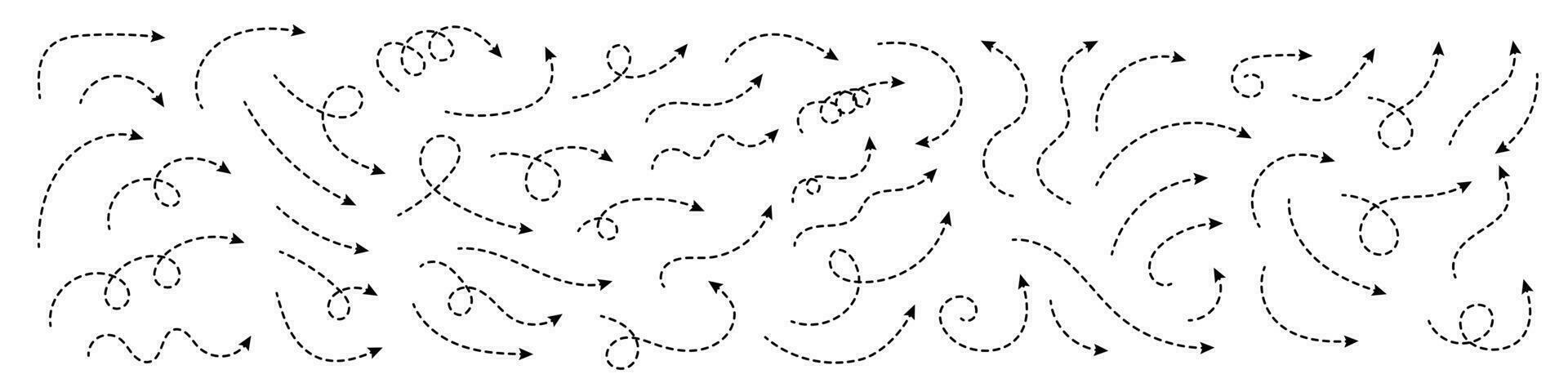 mince incurvé à pois La Flèche. zigzag La Flèche rayures conception avec à pois lignes. mince flèches. vecteur illustration.