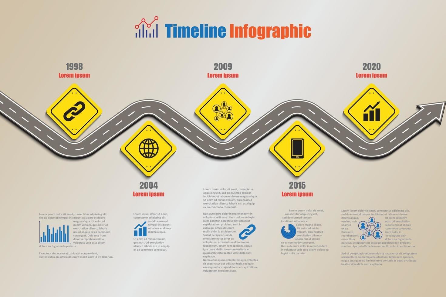 business road sign carte chronologie infographie conçu pour abstrait modèle jalon élément moderne diagramme processus technologie marketing numérique données présentation graphique illustration vectorielle vecteur