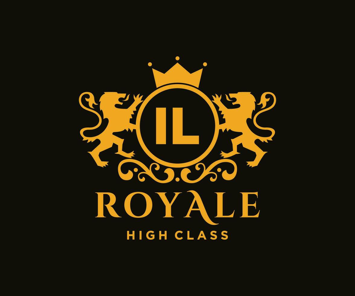 d'or lettre il modèle logo luxe or lettre avec couronne. monogramme alphabet . magnifique Royal initiales lettre. vecteur