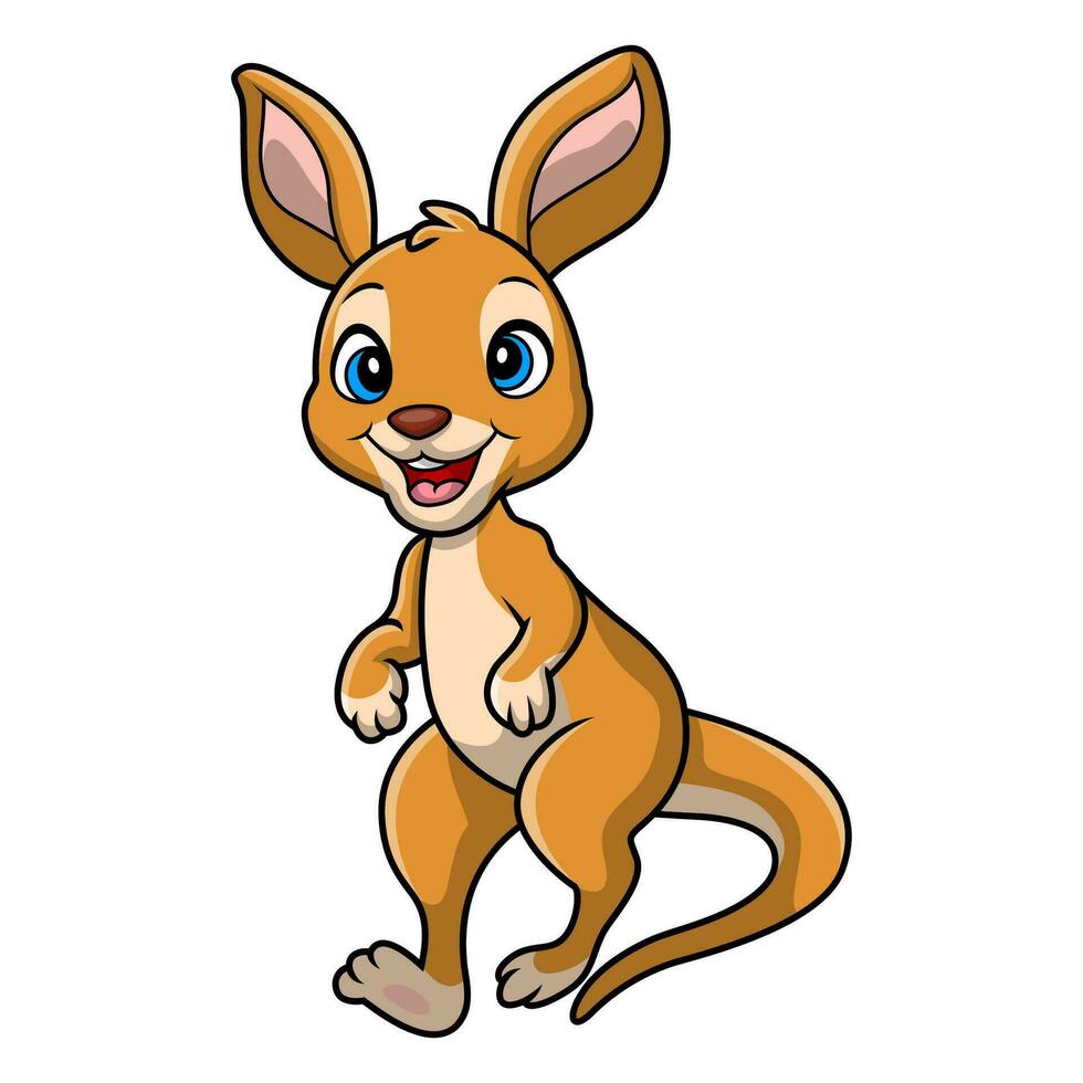 dessin animé mignon kangourou sur fond blanc vecteur