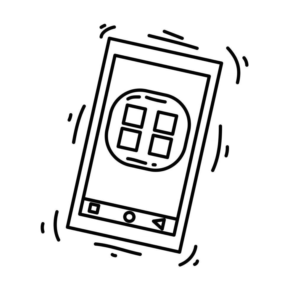 icône d'application de commerce électronique. jeu d'icônes dessinées à la main, contour noir, icône de griffonnage, icône vectorielle vecteur