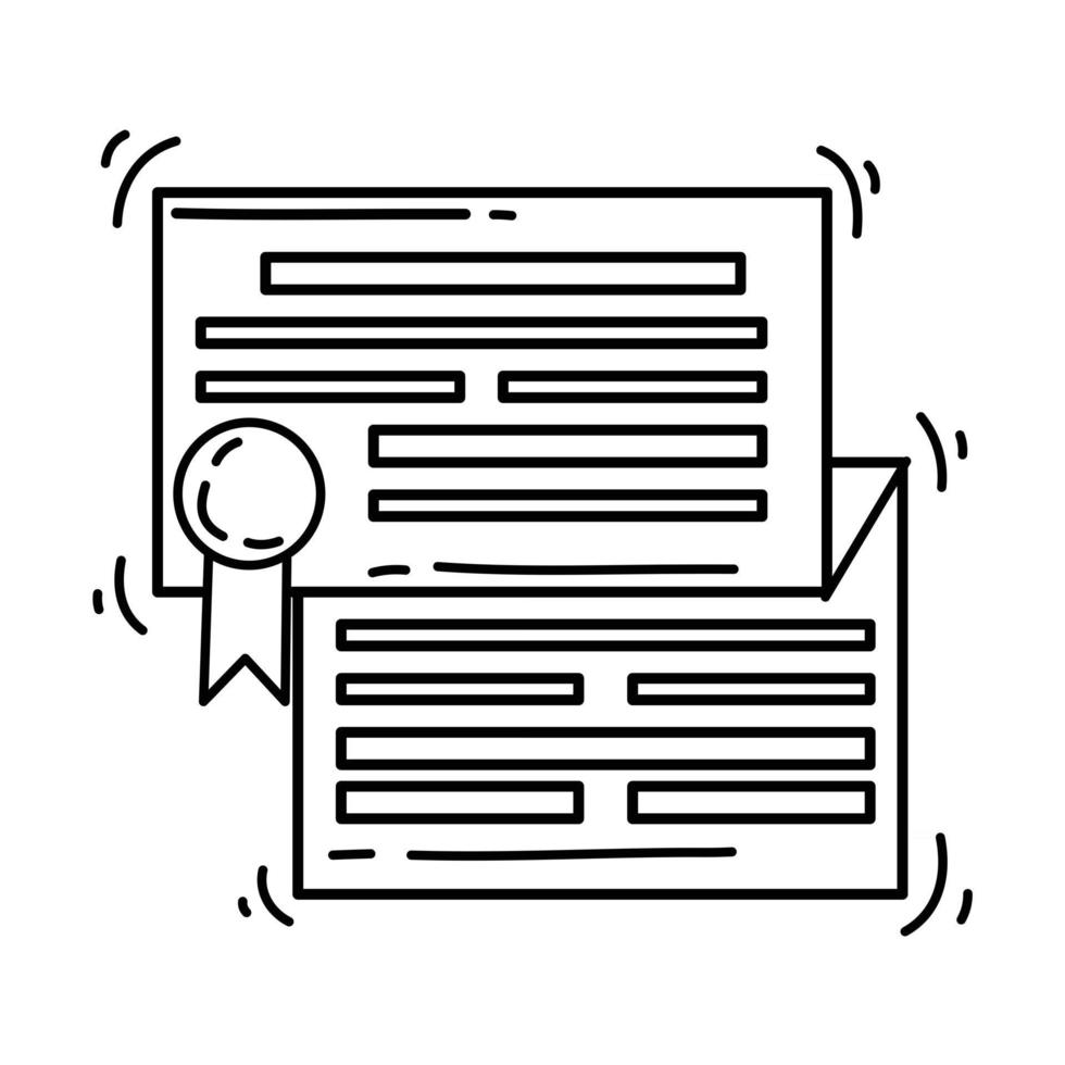 licence de commerce électronique. jeu d'icônes dessinées à la main, contour noir, icône de griffonnage, icône vectorielle vecteur