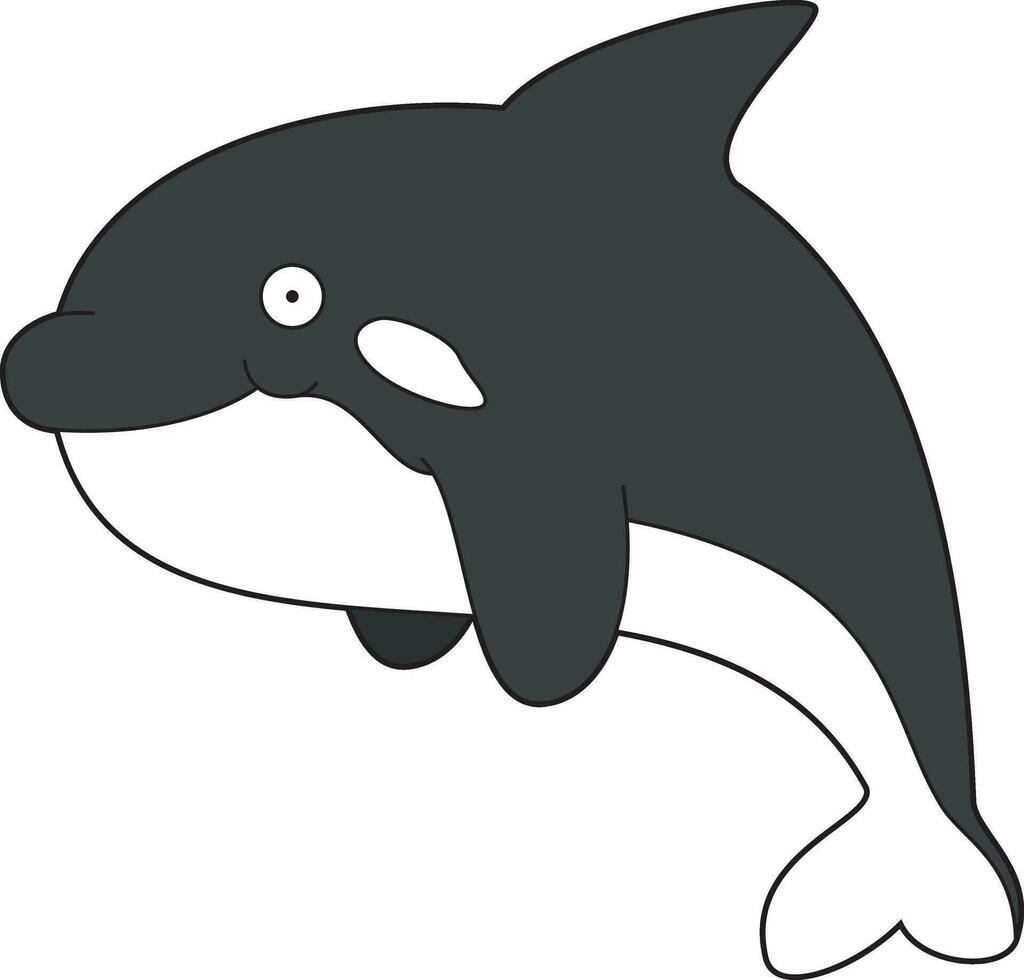 mignonne dessin animé vecteur illustration de une tueur baleine
