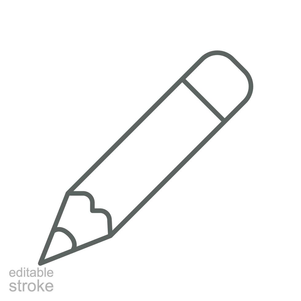 crayon icône. écrire, l'écriture Remarque symbole pour éducation, bureau, et école. stylo étude équipement outil. contour style pictogramme logo. modifiable accident vasculaire cérébral vecteur illustration conception sur blanc Contexte eps dix