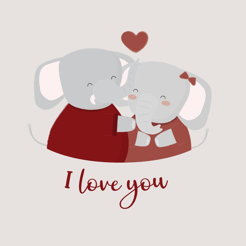 grand dessin animé isolé animaux mignons animaux romantiques couples amoureux, concept de la Saint-Valentin, illustration vectorielle vecteur