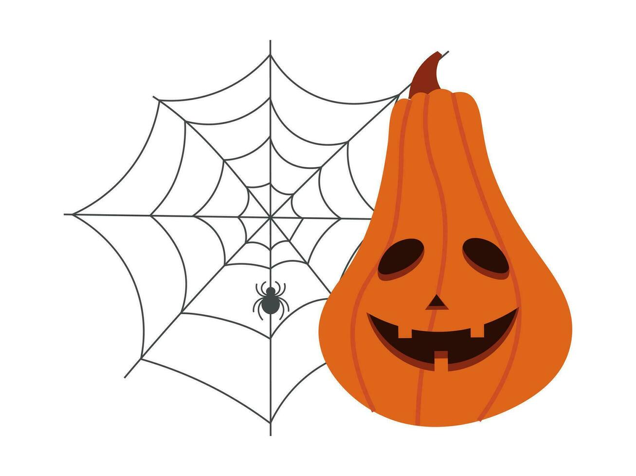 Halloween citrouille avec araignée pour carte et invitation. vecteur illustration dans plat style