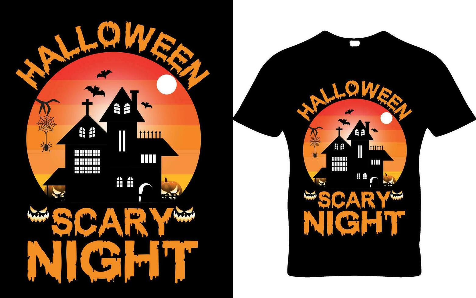 vecteur Halloween effrayant citrouille nuit T-shirt conception