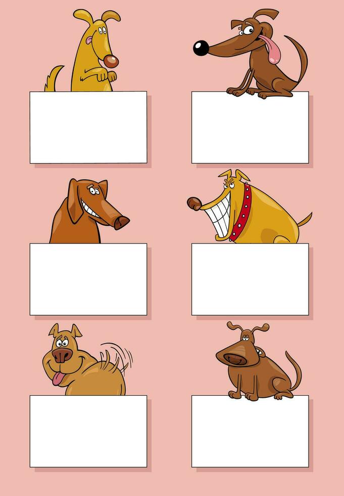 dessin animé chiens et chiots avec cartes conception ensemble vecteur