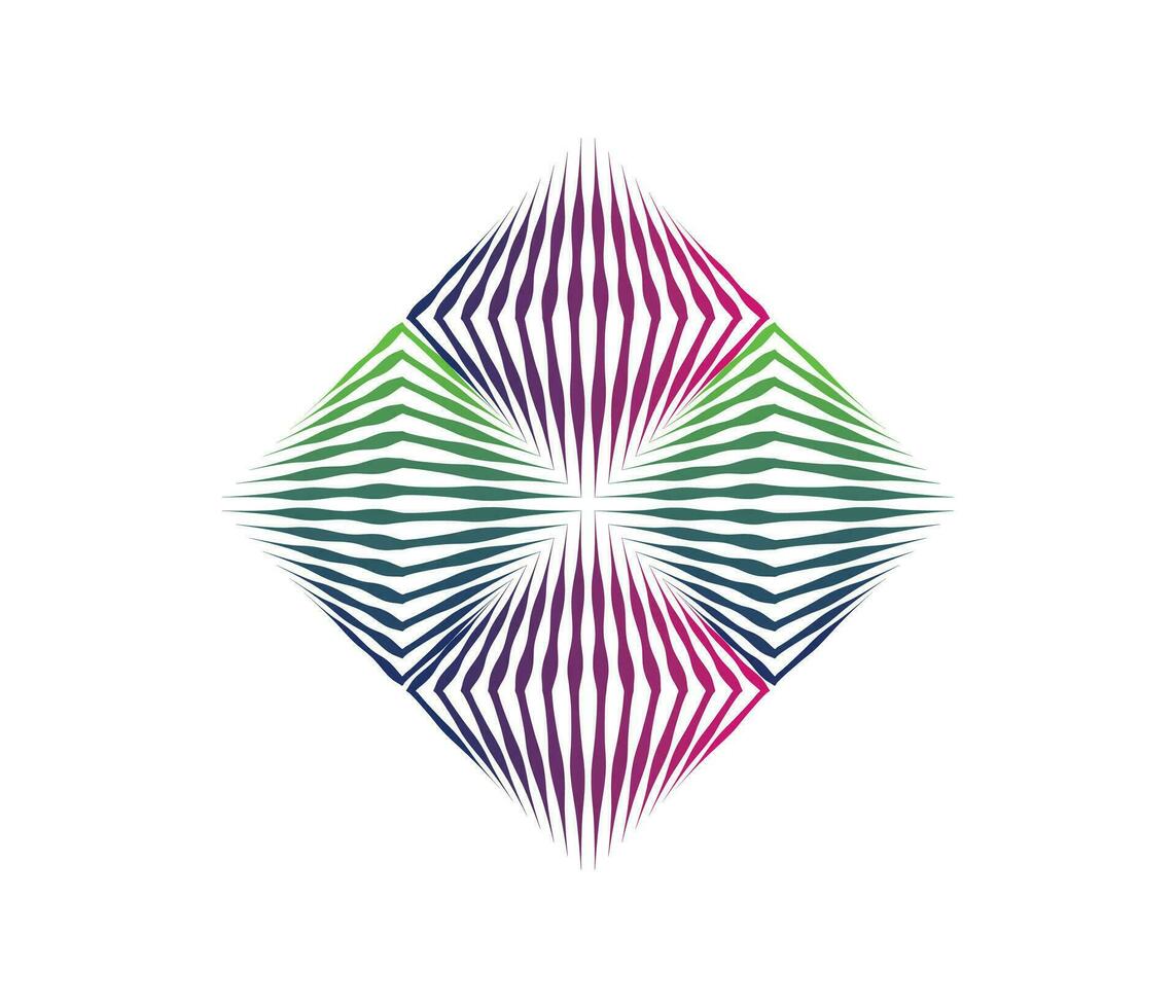 abstrait diamant forme logo conception vecteur illustration, fleur feuille ligne art vecteur conception vert et rose noir Couleur