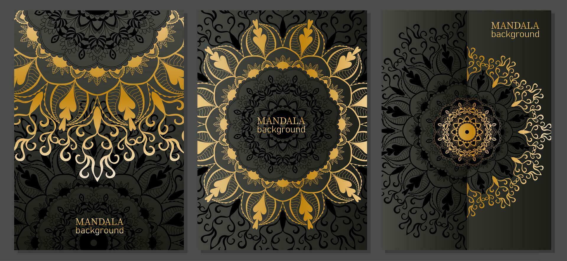 ensemble de luxe décoratif mandala cartes pour imprimer, affiche, couverture, brochure, prospectus, bannière. arabe islamique est style vecteur