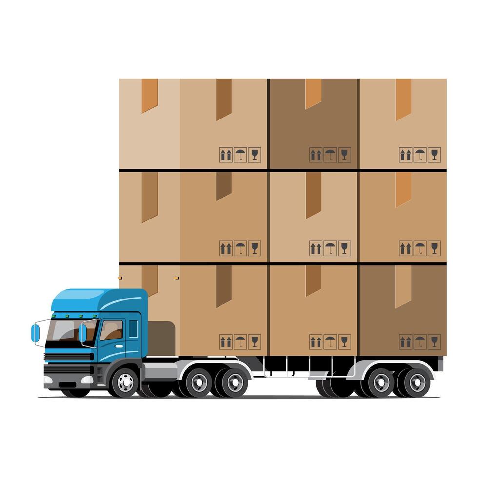 grandes icônes vectorielles de véhicule de livraison isolé, illustrations plates de camion, concept de transport commercial logistique. vecteur