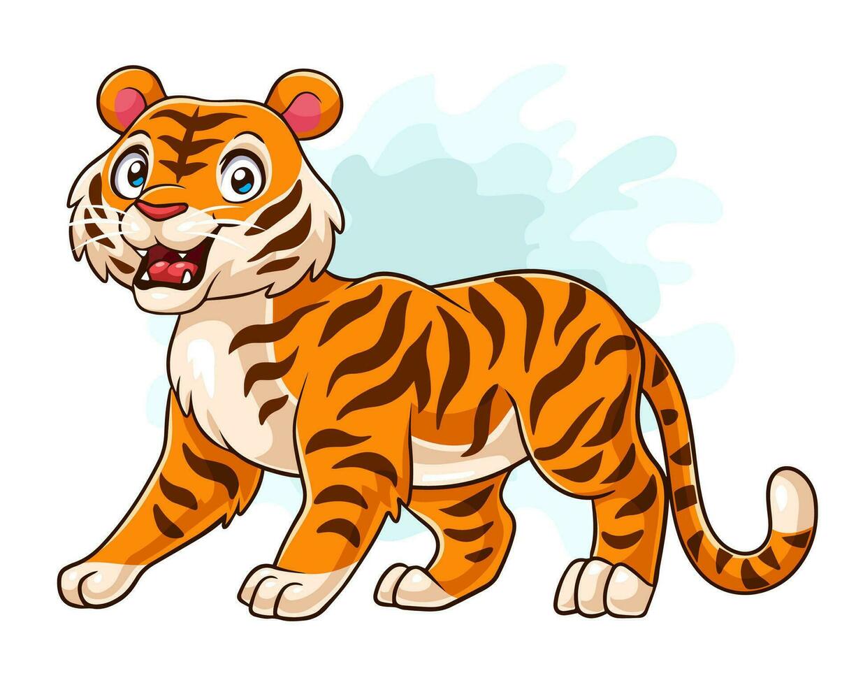 tigre de dessin animé isolé sur fond blanc vecteur