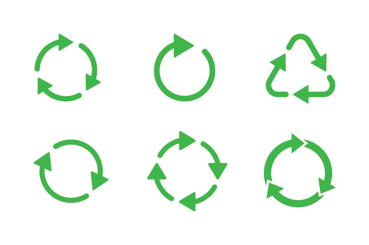 recycler signe ensemble. vert symboles isolé icône sur blanc Contexte vecteur