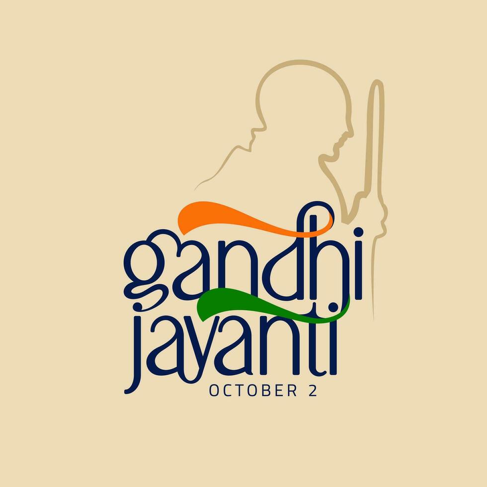 Gandhi jayanti est un un événement célèbre dans Inde à marque le naissance anniversaire de mahatma Gandhi, Anglais typographie vecteur