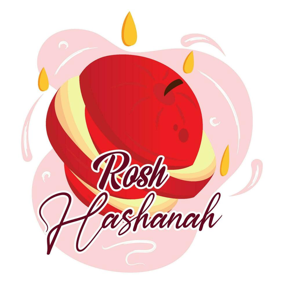 coloré rosh hashanah affiche isolé Pomme Couper sur différent tranches vecteur illustration