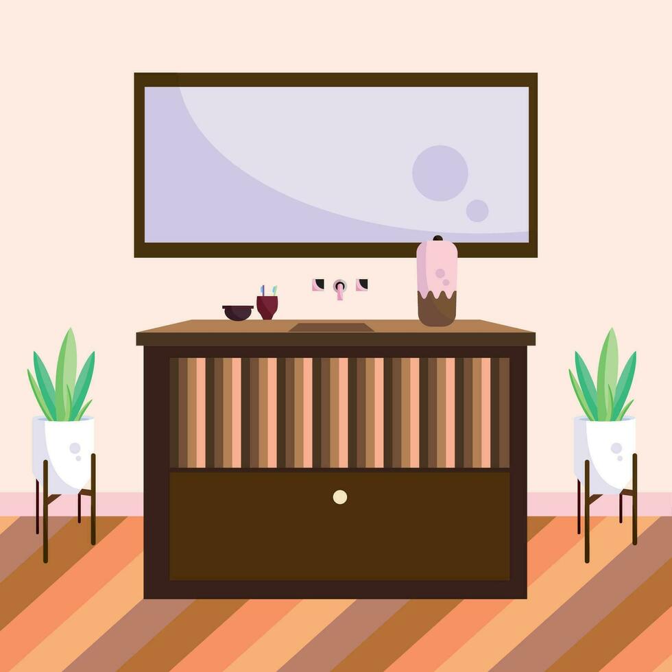 coloré vivant pièce avec une bar meubles intérieur conception vecteur illustration