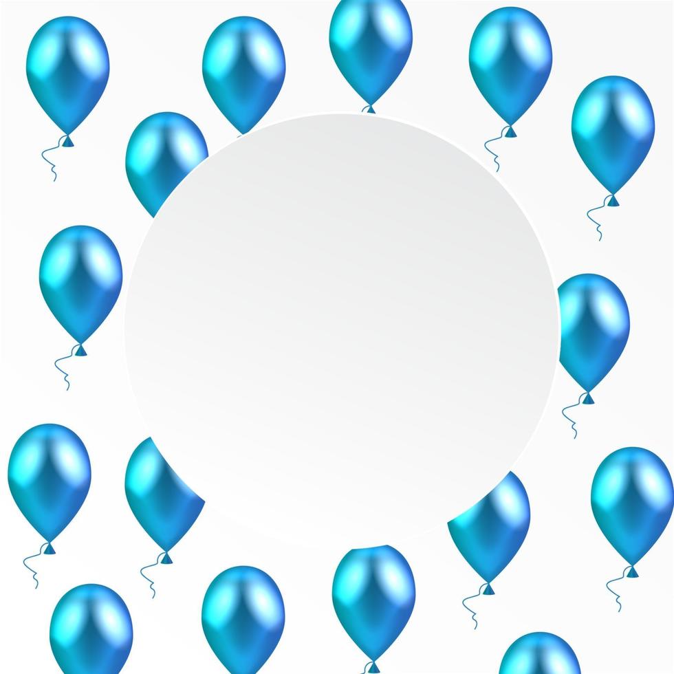 illustration vectorielle. ballons bleus. bannière ronde en papier. vecteur