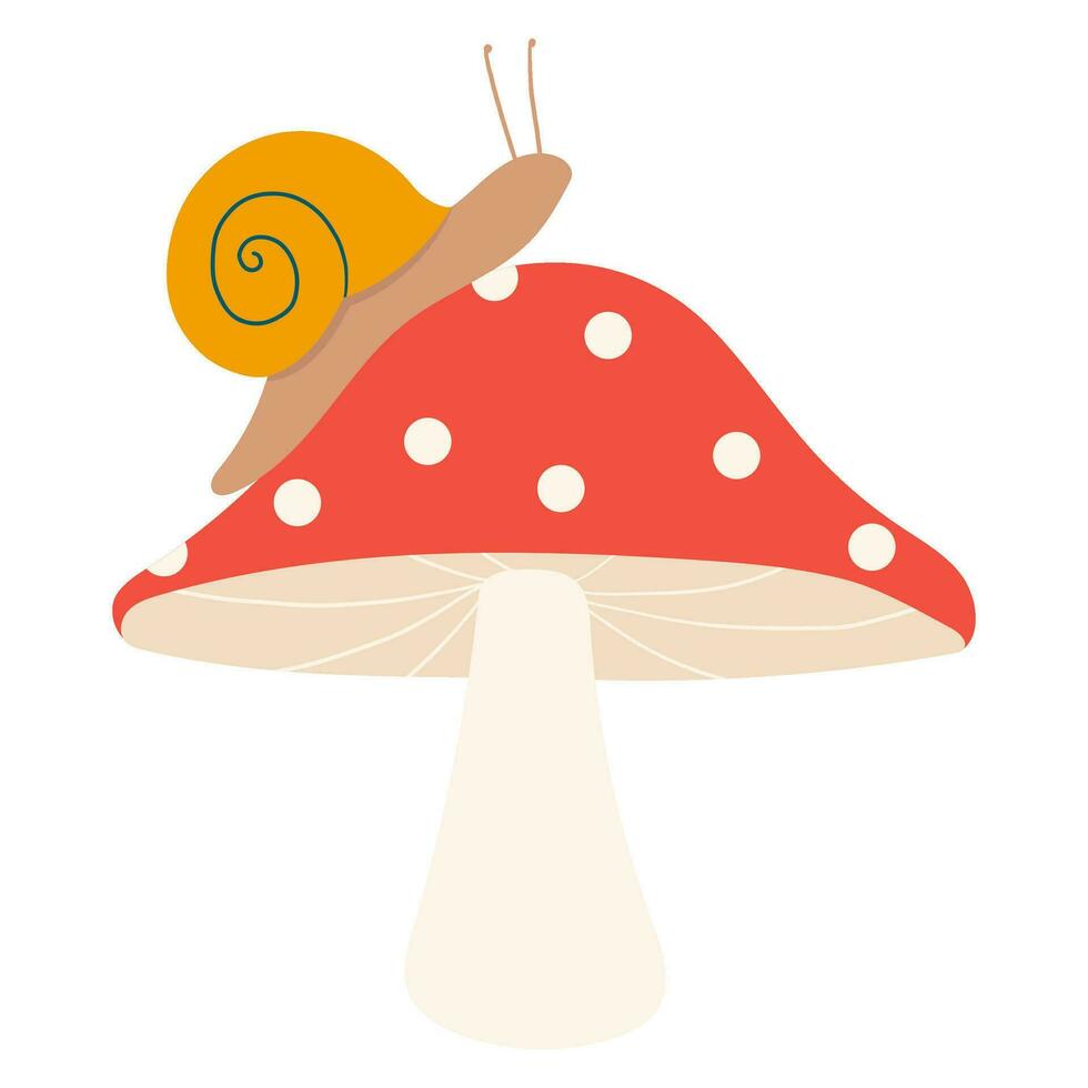 champignon et escargot vecteur illustration