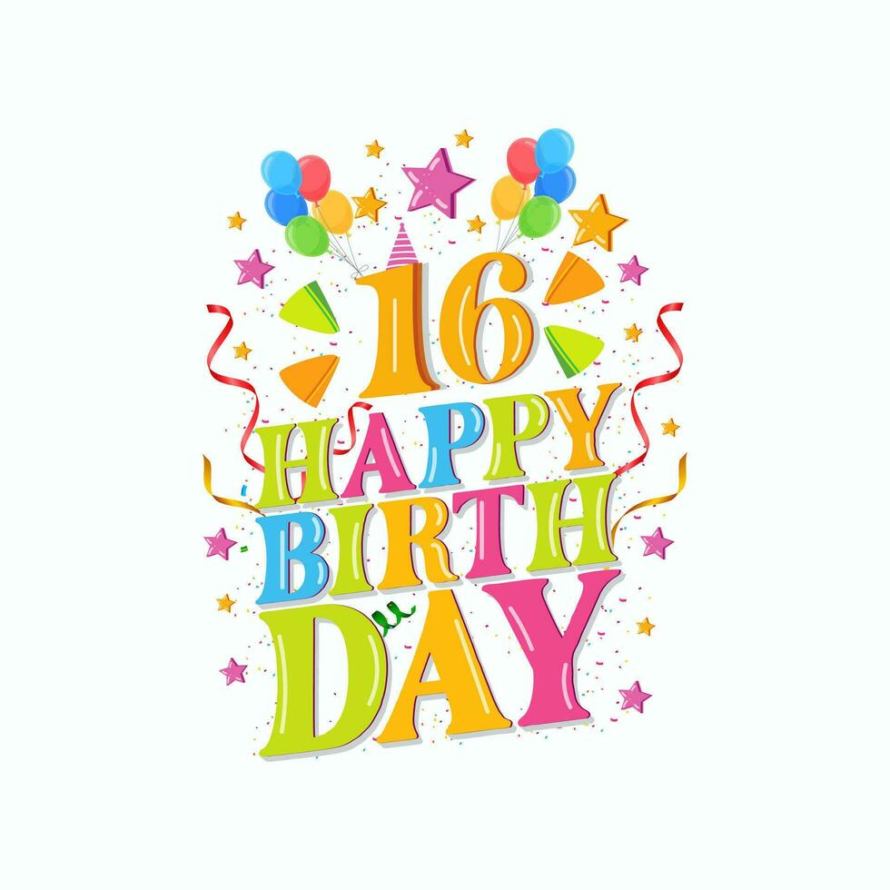 16e content anniversaire logo avec des ballons, vecteur illustration conception pour anniversaire fête, salutation carte et invitation carte.