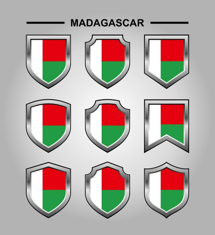 Madagascar nationale emblèmes drapeau avec luxe bouclier vecteur