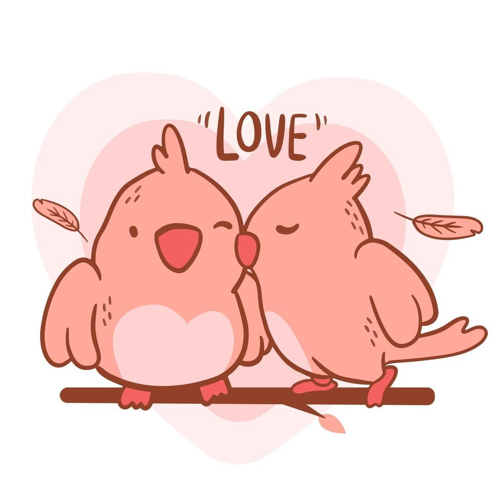 grand isolé dessinés à la main cartoon vector character design oiseau couple amoureux, doodle style valentine concept animal plat vector illustration