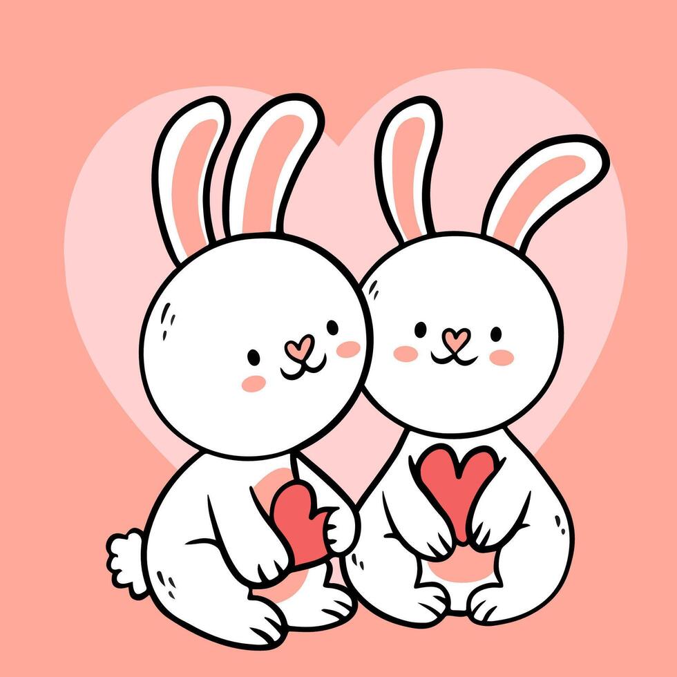 grand isolé dessinés à la main cartoon vector character design couple d'animaux amoureux, doodle style valentine concept télévision vector illustration