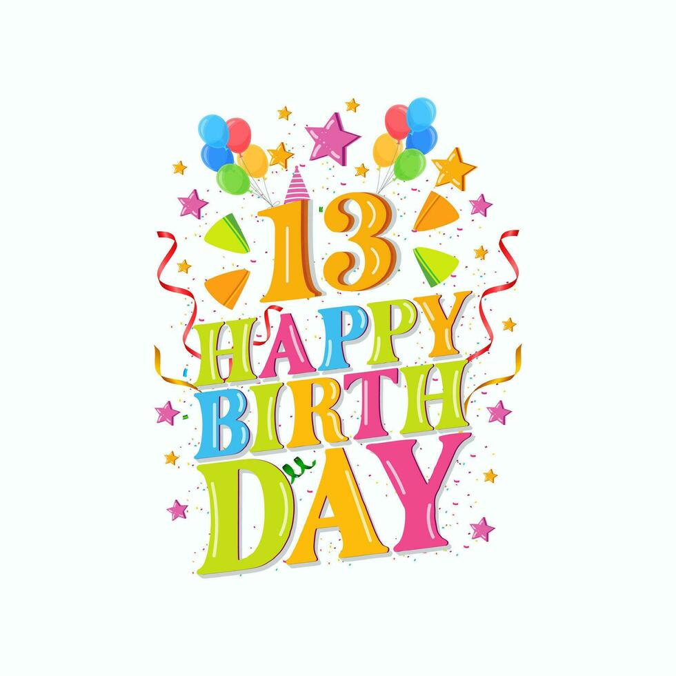 13e content anniversaire logo avec des ballons, vecteur illustration conception pour anniversaire fête, salutation carte et invitation carte.