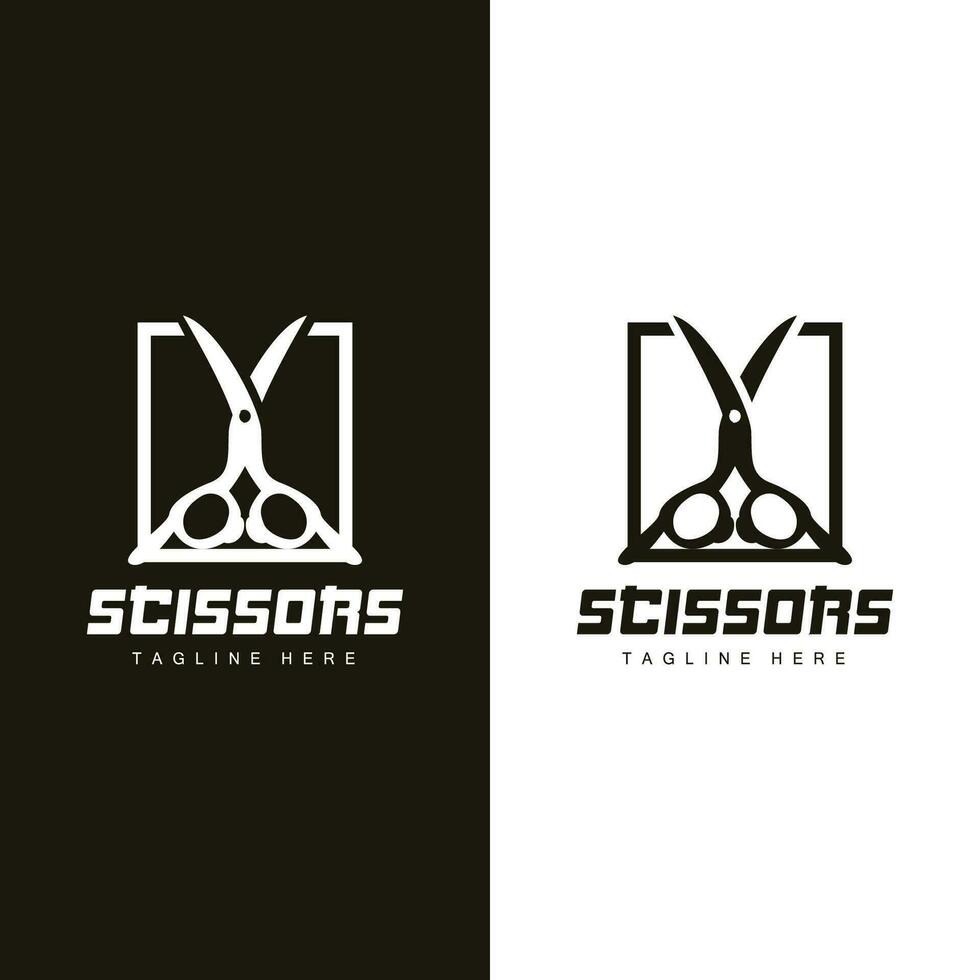 les ciseaux logo, Coupe outils vecteur, salon de coiffure le rasoir les ciseaux Facile conception, illustration modèle icône vecteur