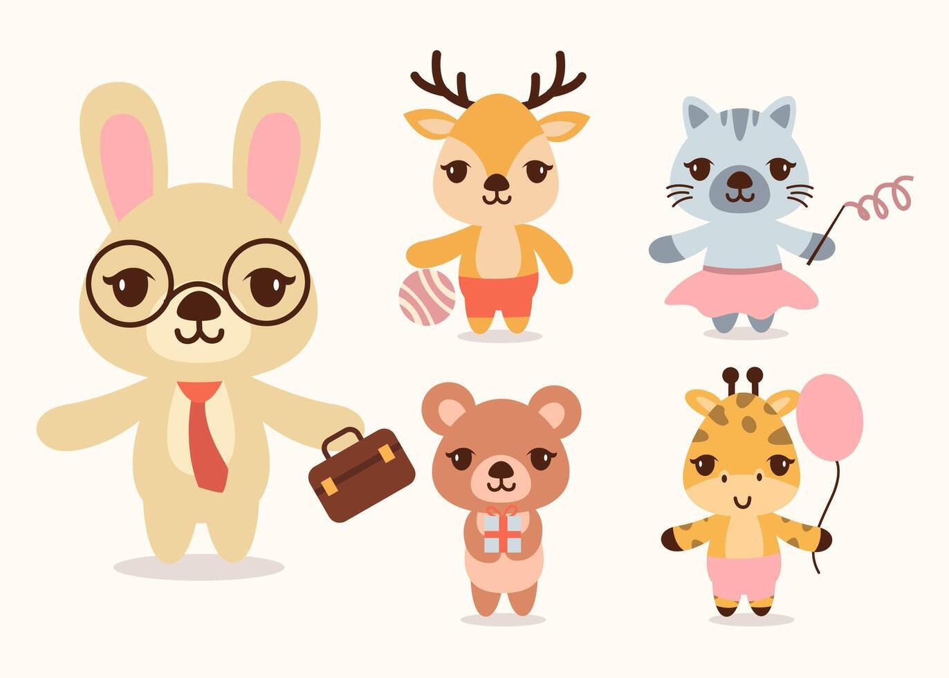 ensemble de belle collection de personnages de mascotte de dessin animé animal vecteur