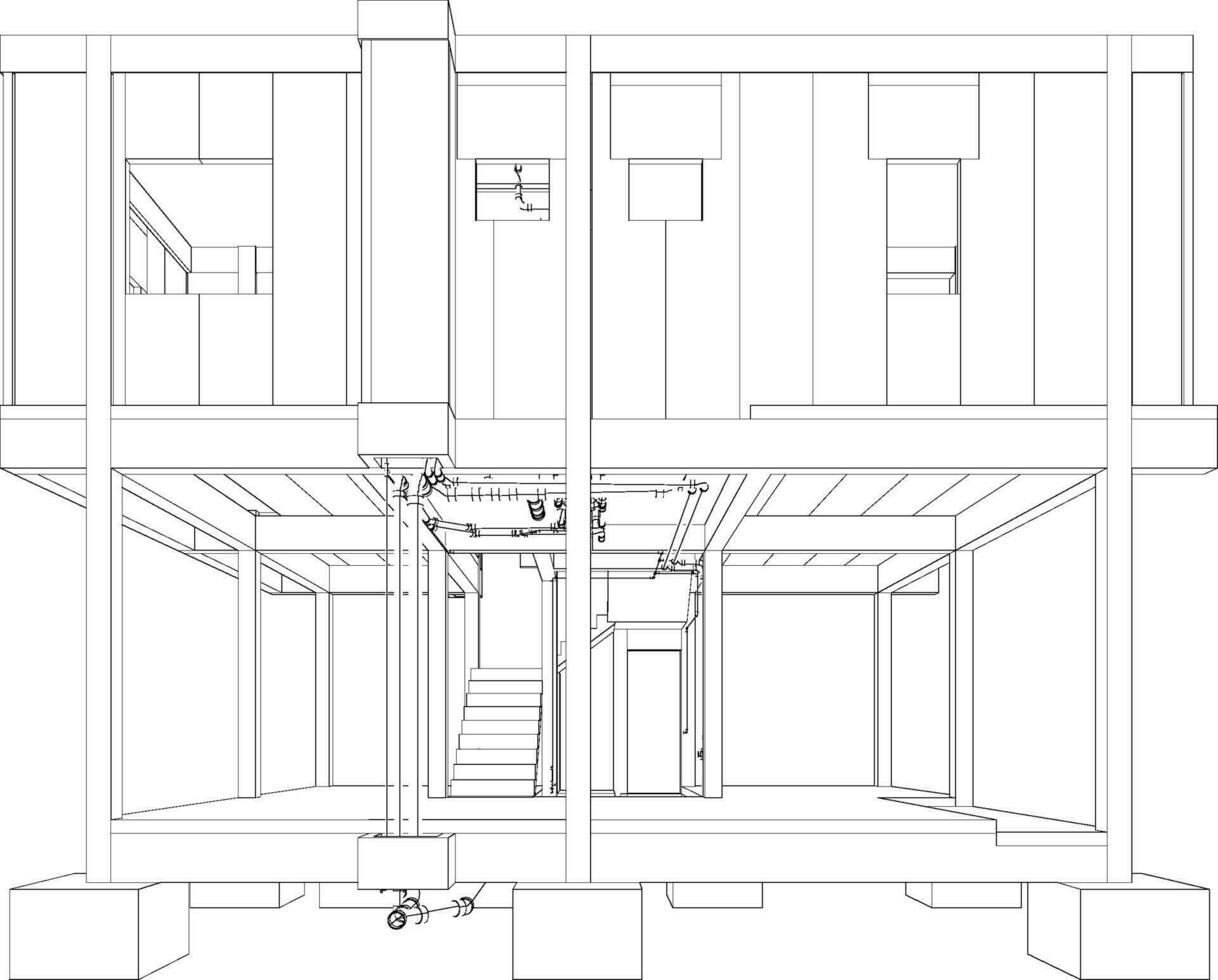 3d illustration de bâtiment et construction vecteur