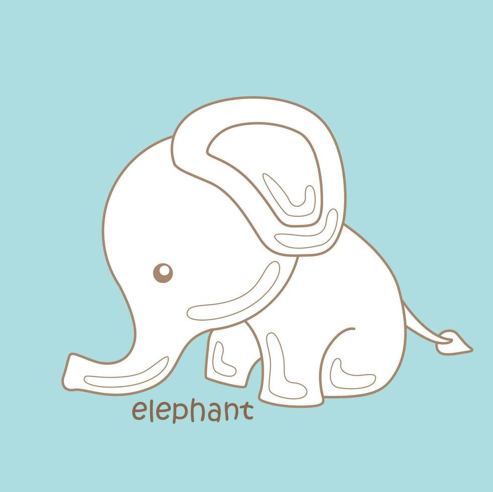 alphabet e pour l'éléphant vocabulaire école leçon dessin animé numérique timbre contour vecteur